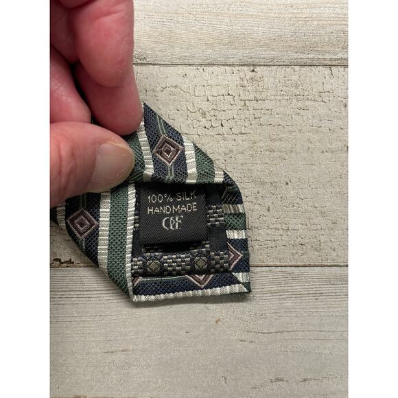 Daniel De Fasson Studio All Silk Green Striped Tie EUC - Picture 3 of 3